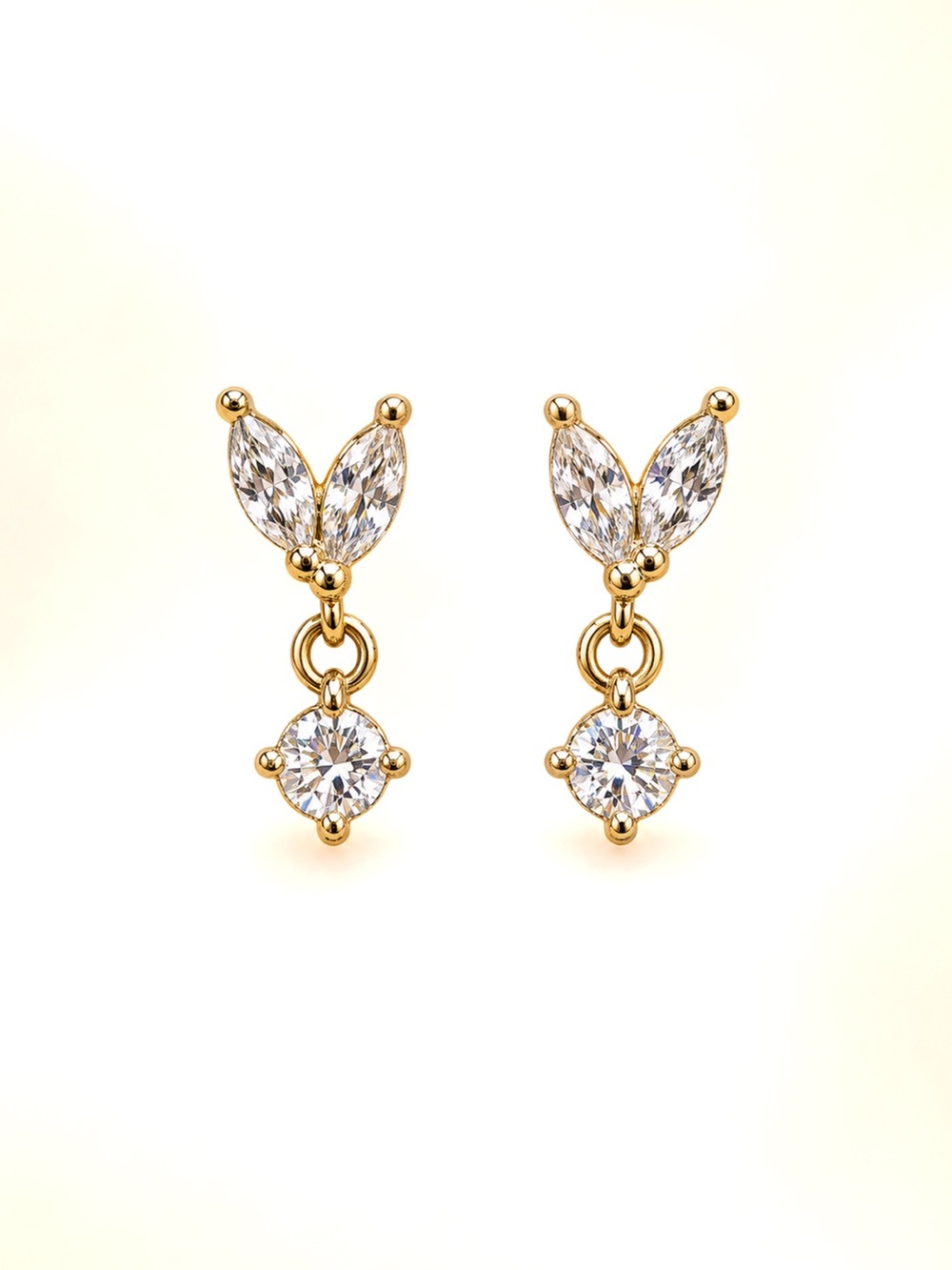 Dainty Petite Marquis Cut Delicate Cz  Diamond Earrings Post Stud Drop
Heart